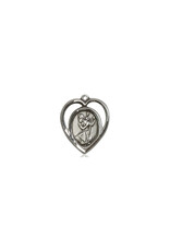 Bliss St. Christopher Medal - Heart, Sterling Silver (5/8"x1/2")