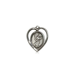 Bliss St. Christopher Medal - Heart, Sterling Silver (5/8"x1/2")