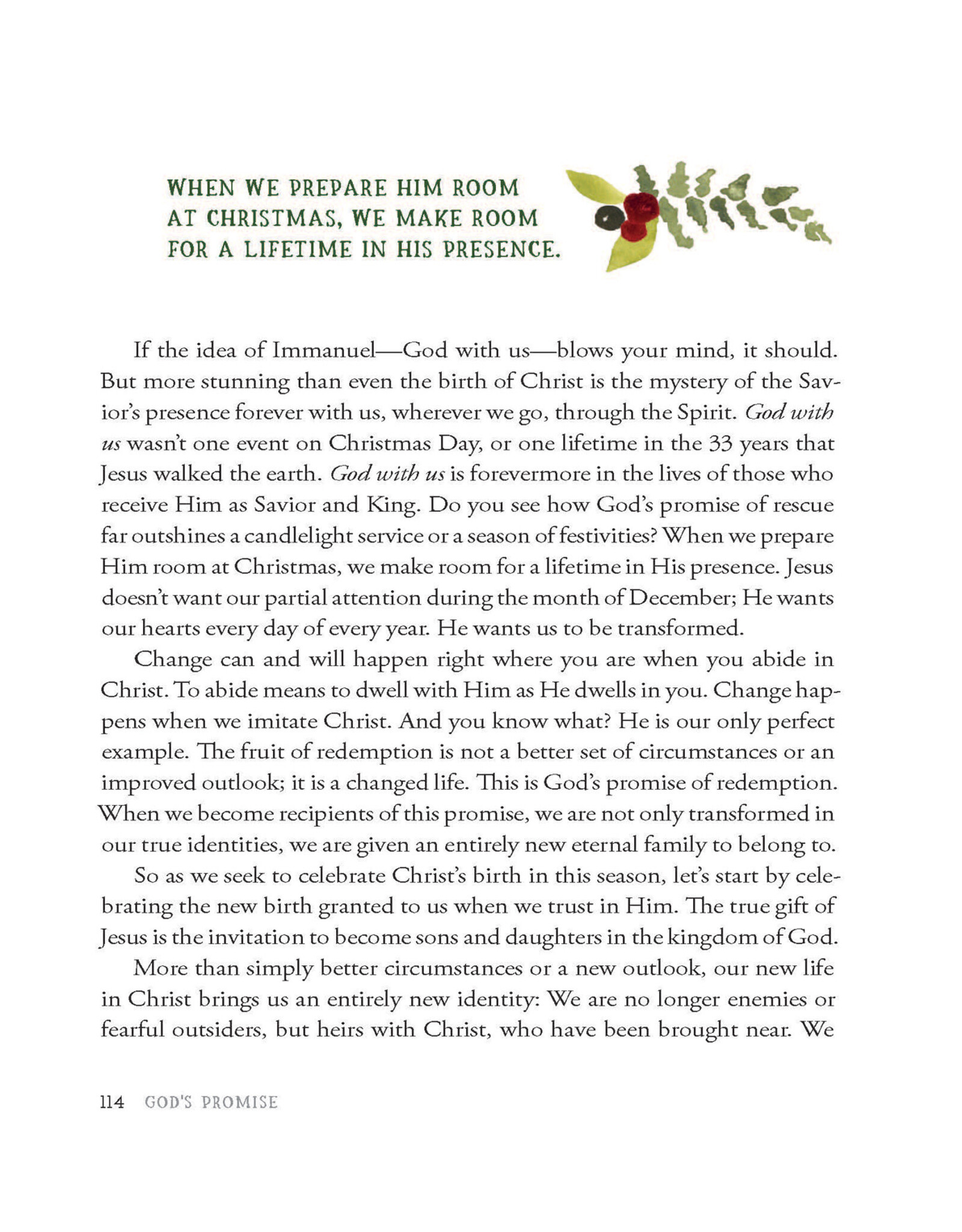 Harvest House Emmanuel: An Invitation to Prepare Him Room at Christmas and Always