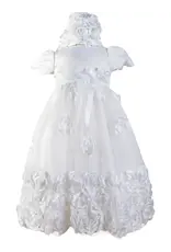 Angeline Kids Baptism (Christening) Gown - Girl, Bow Dress with Bonnet