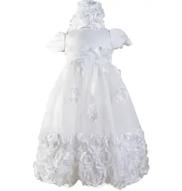 Angeline Kids Baptism (Christening) Gown - Girl, Bow Dress with Bonnet