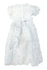 Angeline Kids Baptism (Christening) Gown - Girl, Lace Tulle Bow Dress with Bonnet
