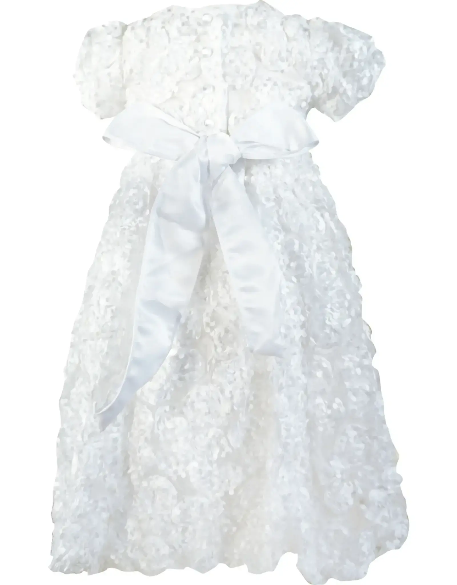Angeline Kids Baptism (Christening) Gown - Girl, Lace Tulle Bow Dress with Bonnet