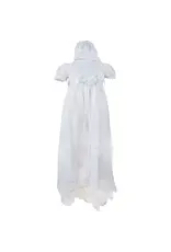 Angeline Kids Baptism (Christening) Gown - Girl, Flower Accent Bow Dress with Bonnet