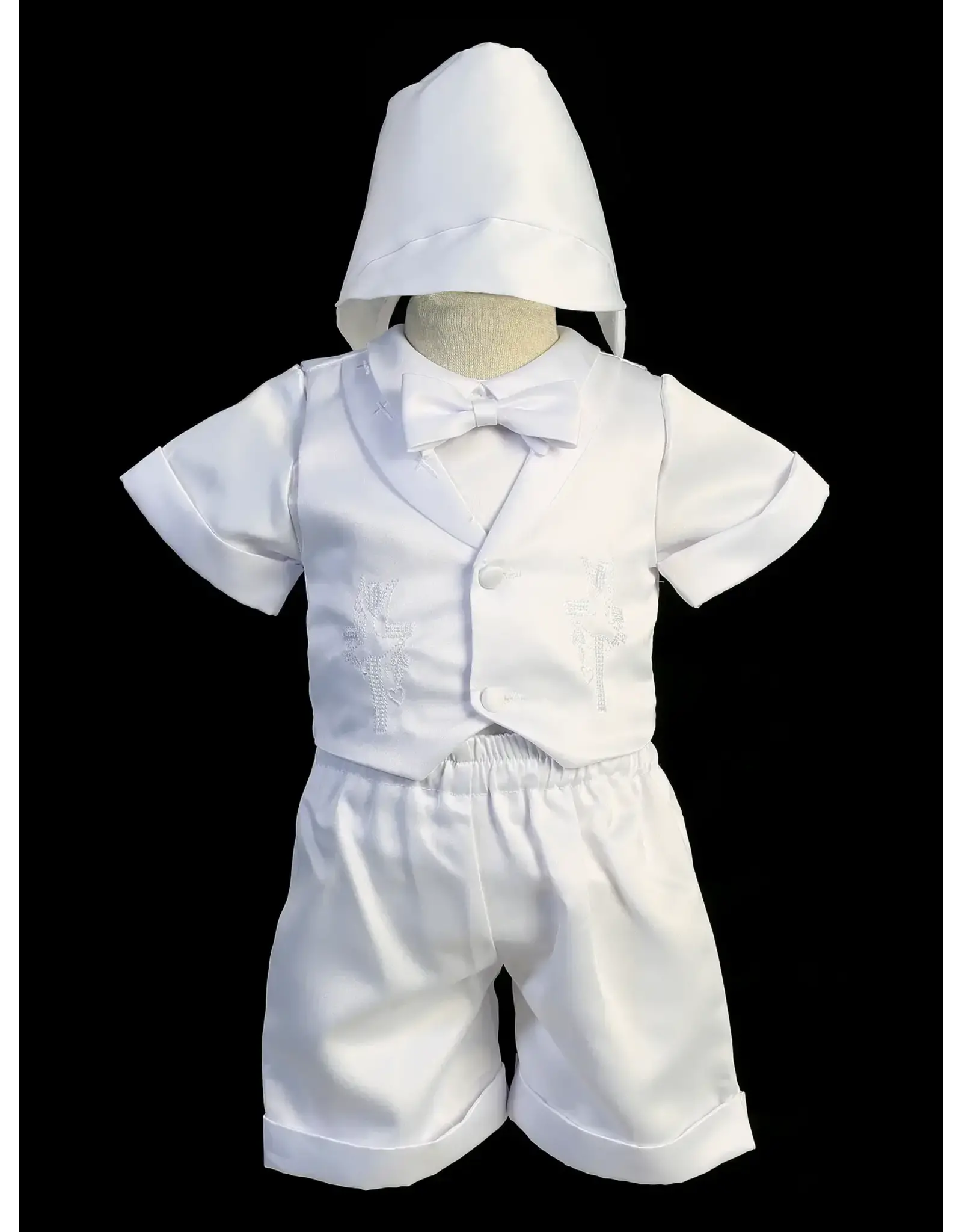 Tip Top Kids Baptism (Christening) Set - Boy, Shorts and Vest with Cross Embroidery