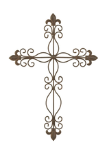 Dicksons Wall Cross - Vintage Bronze Look, Fleur De Lis (21")