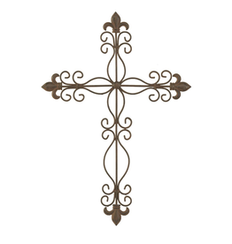 Dicksons Wall Cross - Vintage Bronze Look, Fleur De Lis (21")
