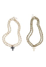 Mud Pie Decorative Marble Cross with Mango Wood Beads,