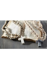 Mud Pie Decorative Marble Cross with Mango Wood Beads,