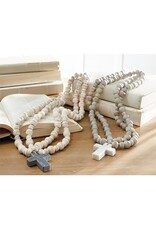 Mud Pie Decorative Marble Cross with Mango Wood Beads,