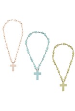 Mud Pie Wooden Wall Cross Blessing Beads (23")