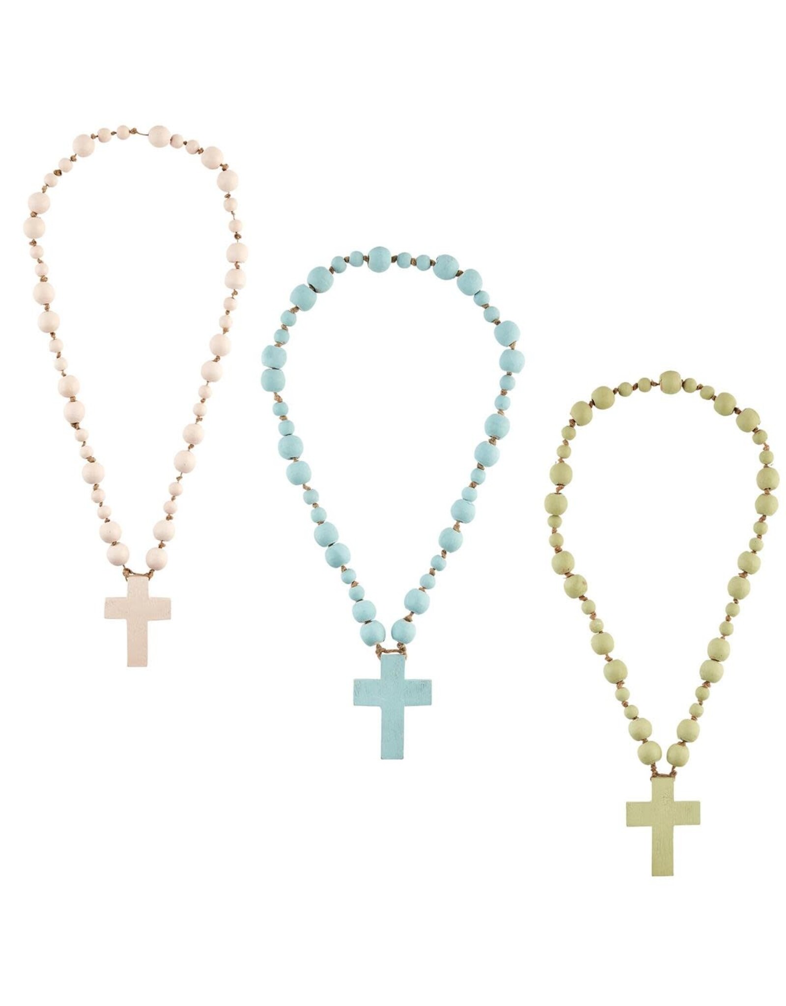 Mud Pie Wooden Wall Cross Blessing Beads (23")