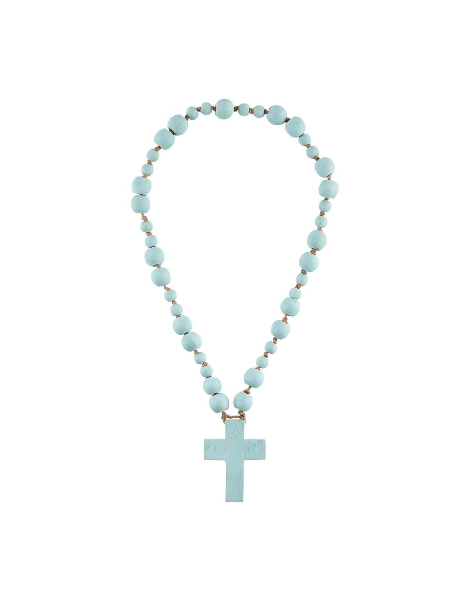 Mud Pie Wooden Wall Cross Blessing Beads (23")