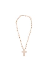 Mud Pie Wooden Wall Cross Blessing Beads (23")