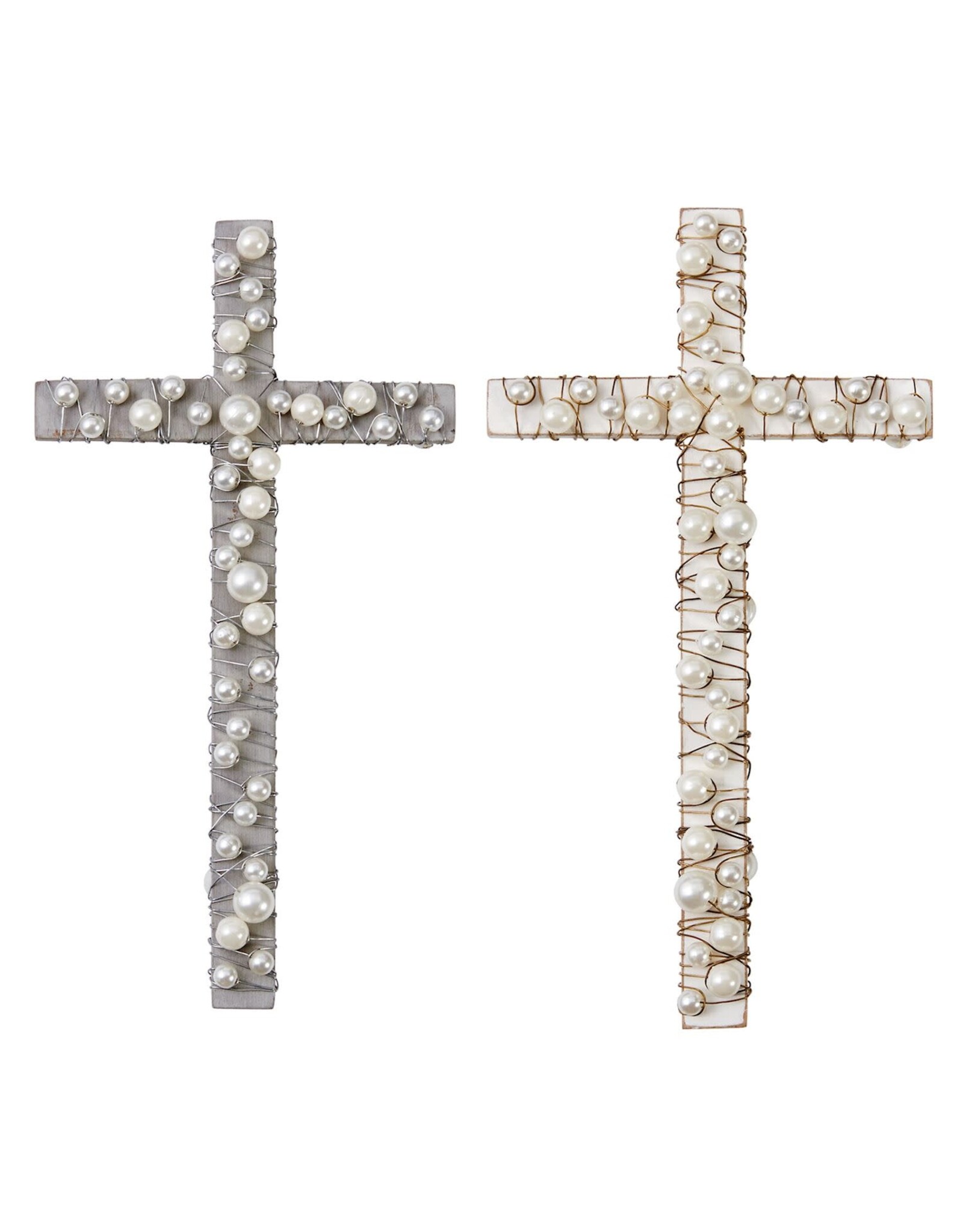 Mud Pie Wood & Wire Pearl Cross