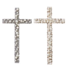 Mud Pie Wood & Wire Pearl Cross