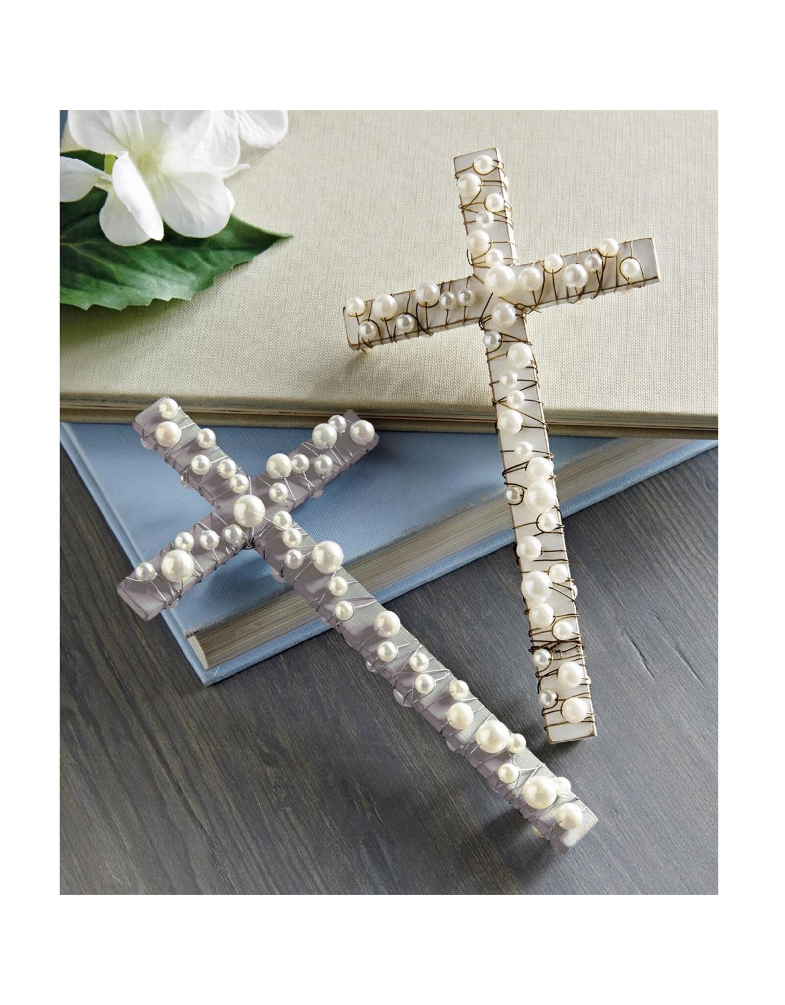 Mud Pie Wood & Wire Pearl Cross