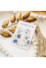 The Rosary Potter Earrings - Ave Maria, Blue Floral, Handmade