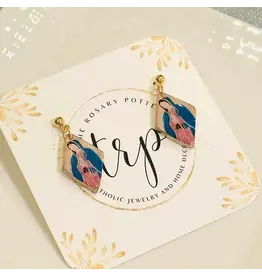 The Rosary Potter Earrings - Our Lady of Guadalupe Diamond, Handmade