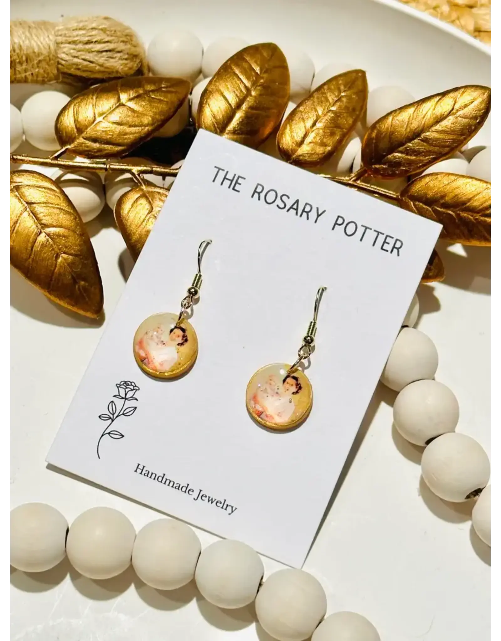 The Rosary Potter Earrings - St. Gianna Beretta Molla, Handmade