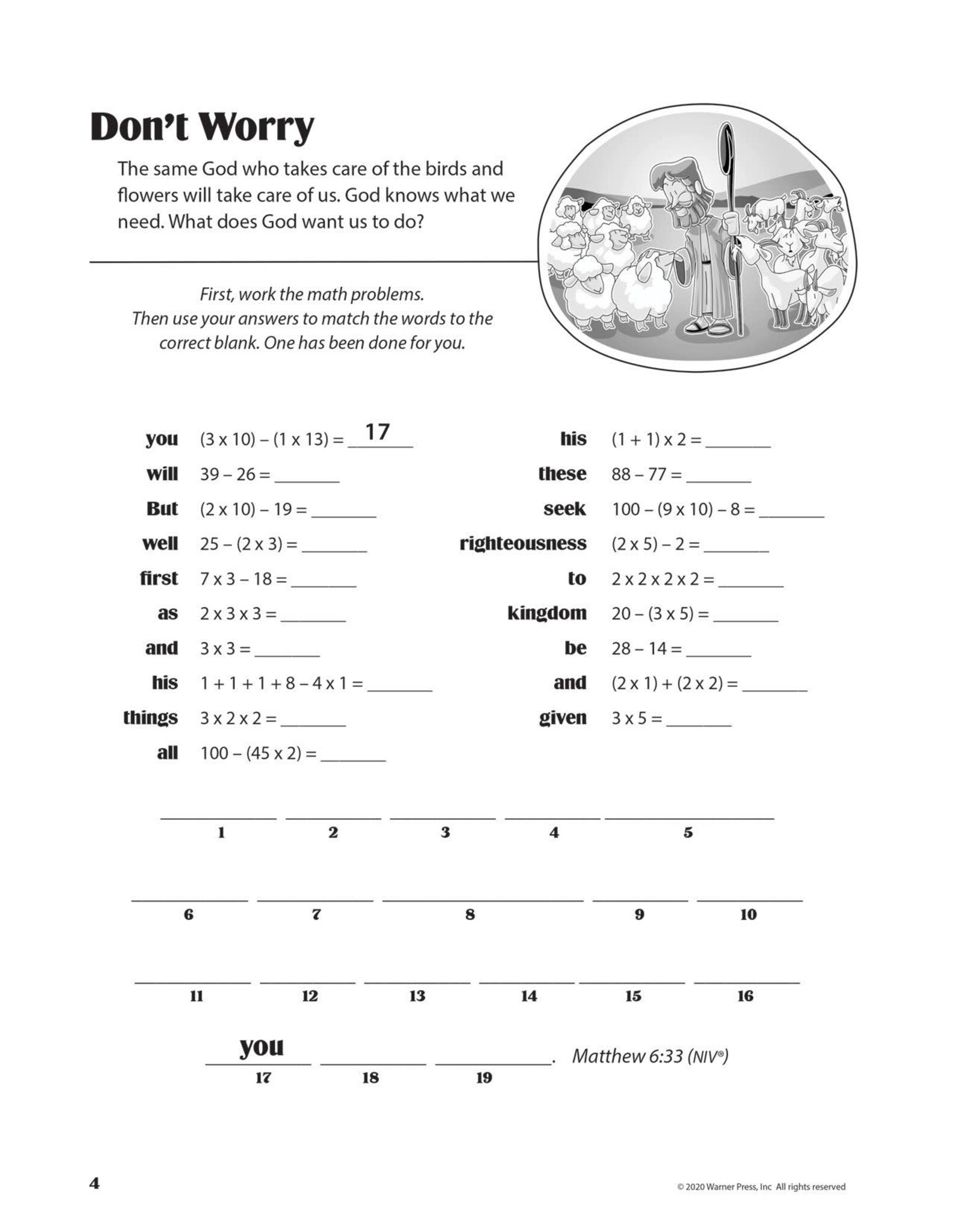 Warner Press New Testament Bible Activity Book - Classroom Resource