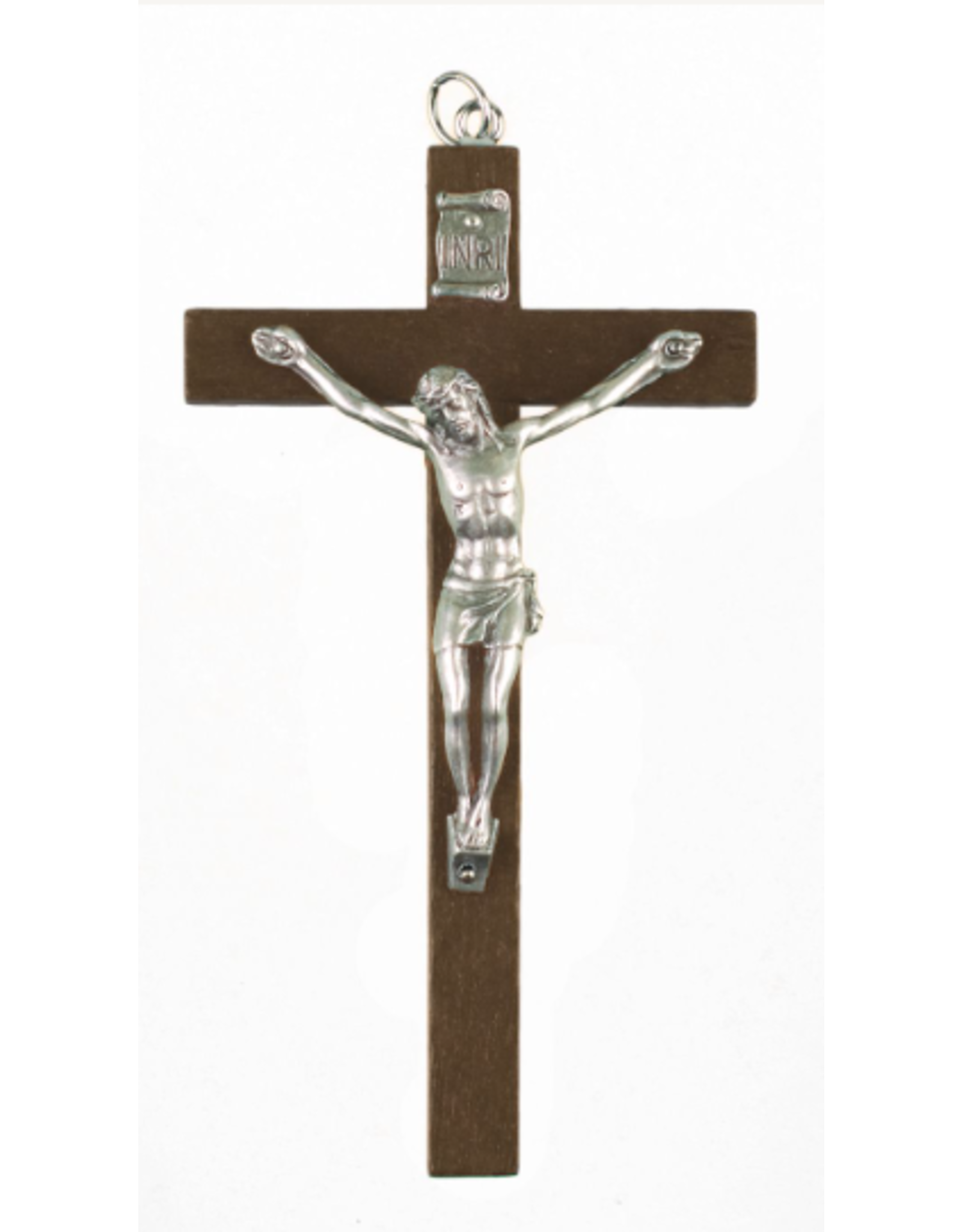 Hirten Crucifix 4" Dark Brown Wood/Silver