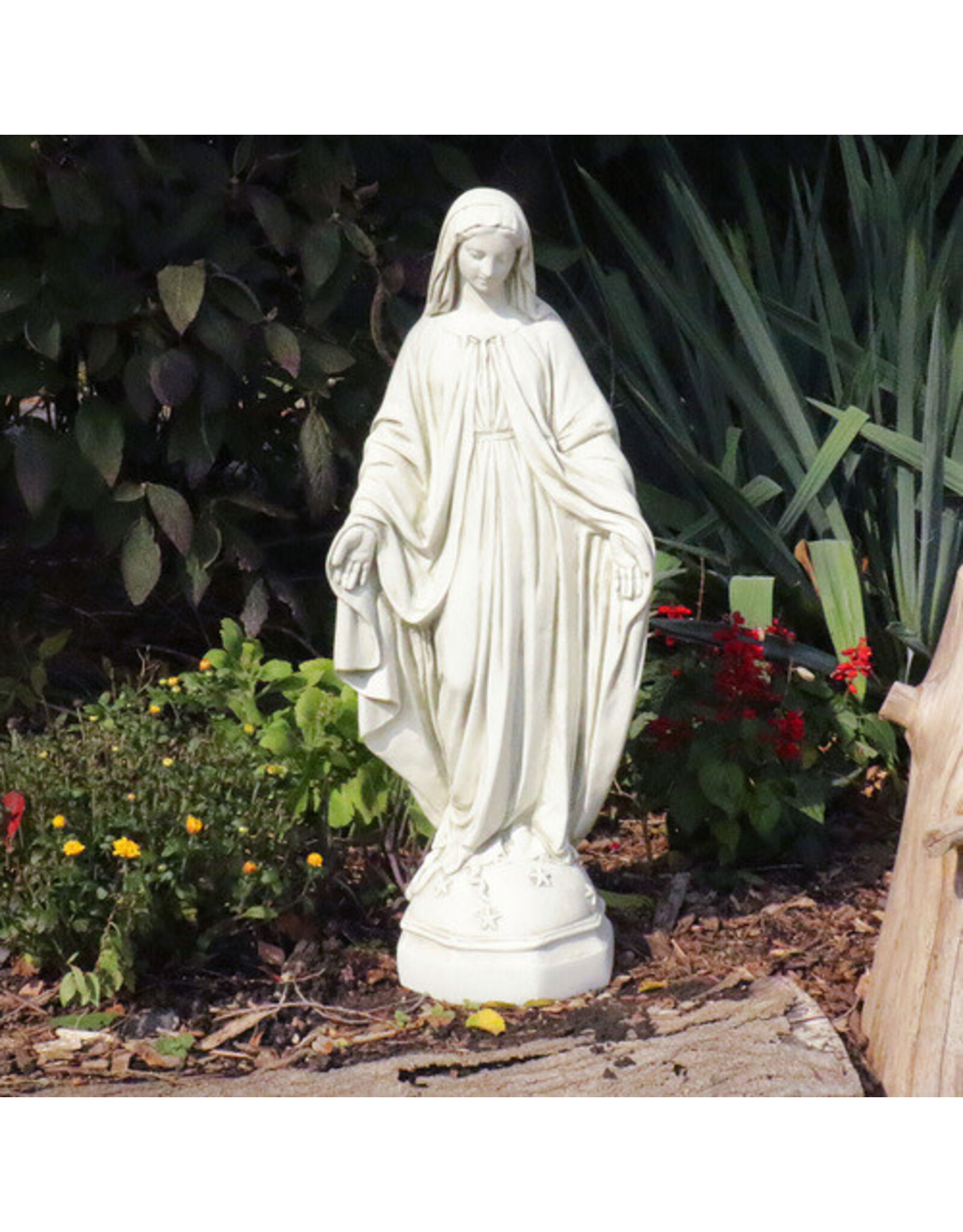 Orlandi Our Lady of Grace Outdoor Statue - Fiberglass, Antique Stone Finish (26")