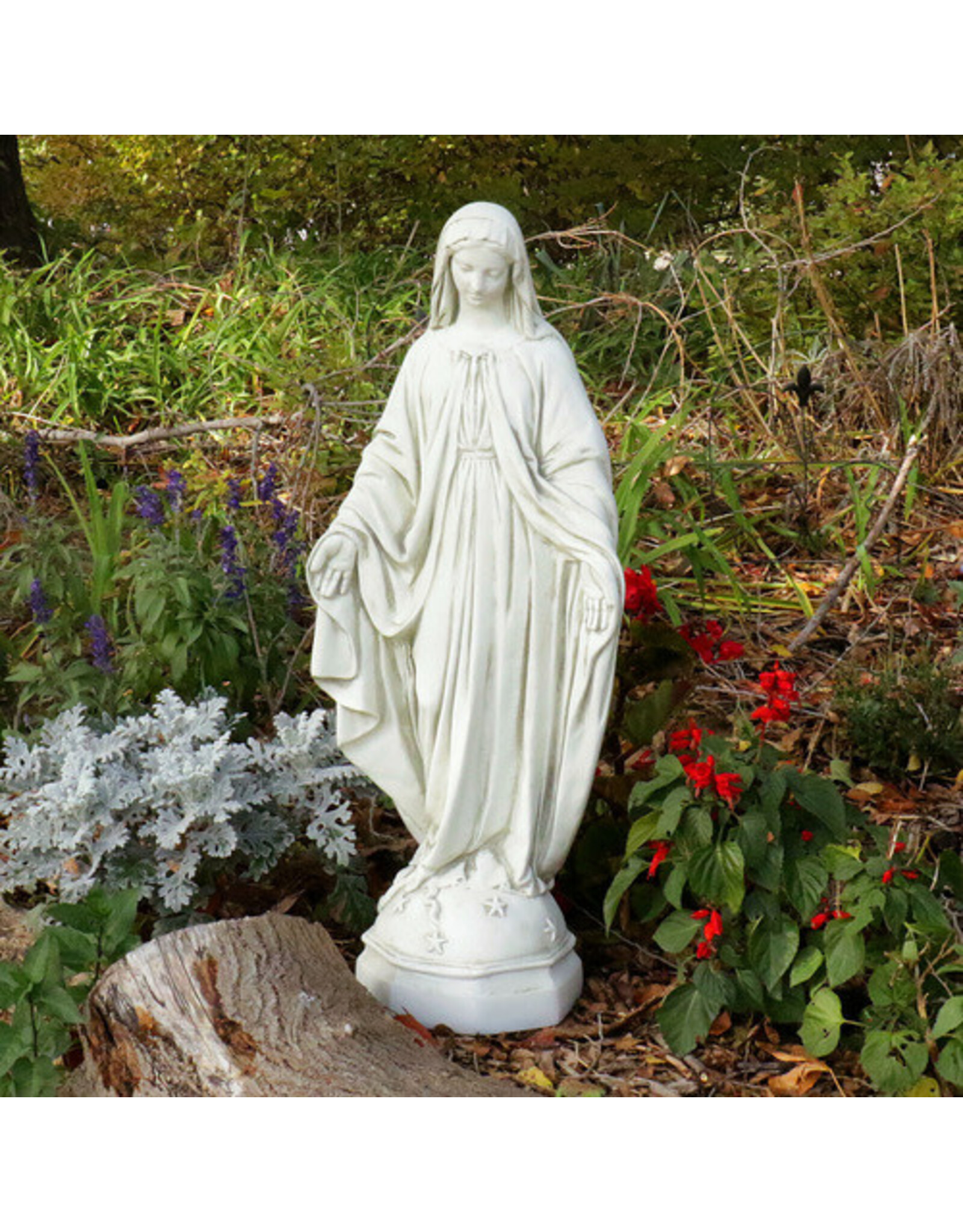 Orlandi Our Lady of Grace Outdoor Statue - Fiberglass, Antique Stone Finish (26")