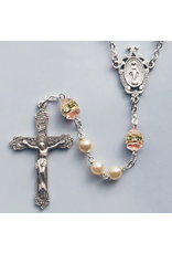Lumen Mundi Rosary - Pearl Beads with Genuine Bohemian Crystal Rondelles