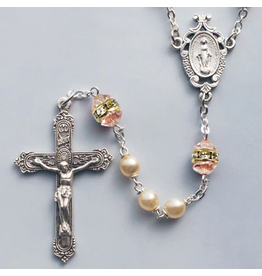 Lumen Mundi Rosary - Pearl Beads with Genuine Bohemian Crystal Rondelles