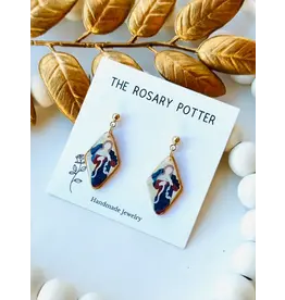 The Rosary Potter Earrings - Mary Undoer of Knots Diamond, Handmade