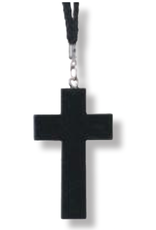 Religious Art Pendant - Black Cross (2" Cross, 30" Cord)