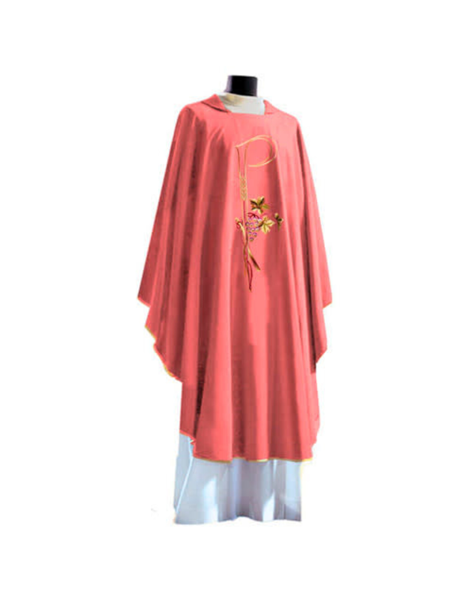 Solivari Chasuble 713 Misto Lana Fabric, Chi Rho/Grapes