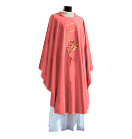 Solivari Chasuble 713 Misto Lana Fabric, Chi Rho/Grapes