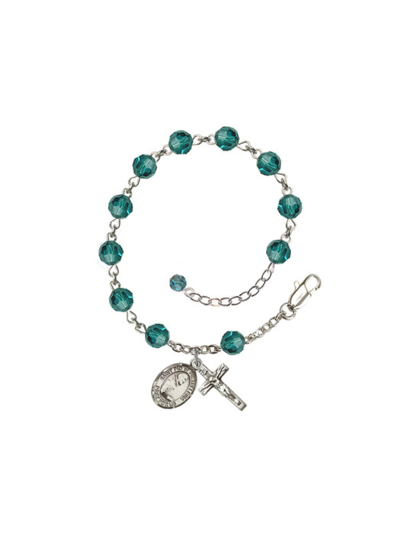 Bliss Rosary Bracelet - Sterling Silver/Zircon with Padre Pio Medal