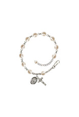 Bliss Rosary Bracelet - Silver Plated/Pearl with Miraculous Medal