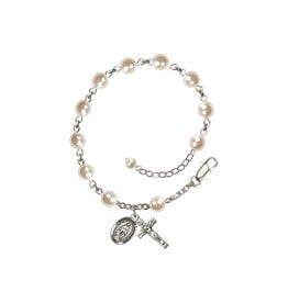 Bliss Rosary Bracelet - Silver Plated/Pearl with Miraculous Medal