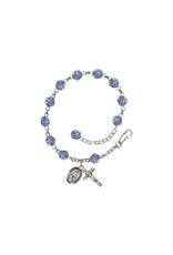 Bliss Rosary Bracelet - Sterling Silver/Light Sapphire with Miraculous Medal