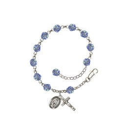 Bliss Rosary Bracelet - Sterling Silver/Light Sapphire with Miraculous Medal