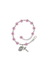 Bliss Rosary Bracelet - Sterling Silver/Light Rose with Miraculous Medal