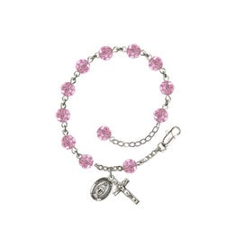 Bliss Rosary Bracelet - Sterling Silver/Light Rose with Miraculous Medal