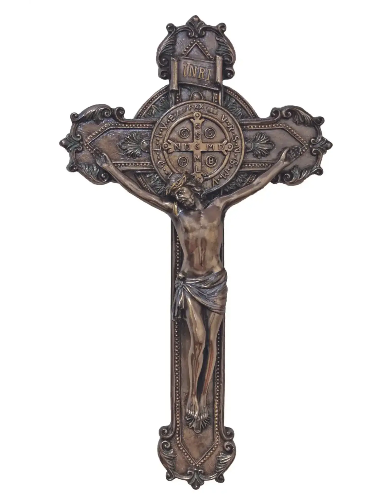 Goldscheider St Benedict Wall Crucifix - Bronze (11")