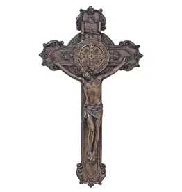 Goldscheider St Benedict Wall Crucifix - Bronze (11")