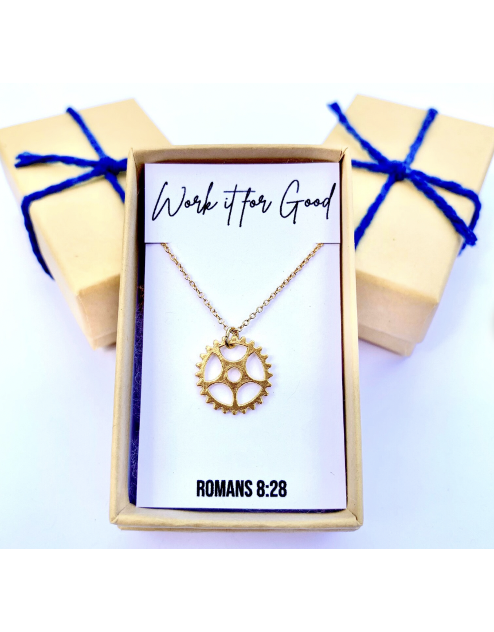 Seeds & Mountains Bible Verse Necklace - Work it for Good (Roman 8:28)