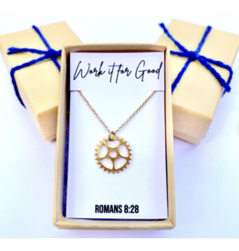 Seeds & Mountains Bible Verse Necklace - Work it for Good (Roman 8:28)