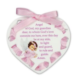 Hirten Ornament - Guardian Angel, Pink Ribbon Heart