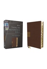 Zondervan NIV Thinline Reference Bible, Leathersoft, Brown, Red Letter, Comfort Print, Thumb Indexed