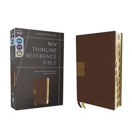 Zondervan NIV Thinline Reference Bible, Leathersoft, Brown, Red Letter, Comfort Print, Thumb Indexed