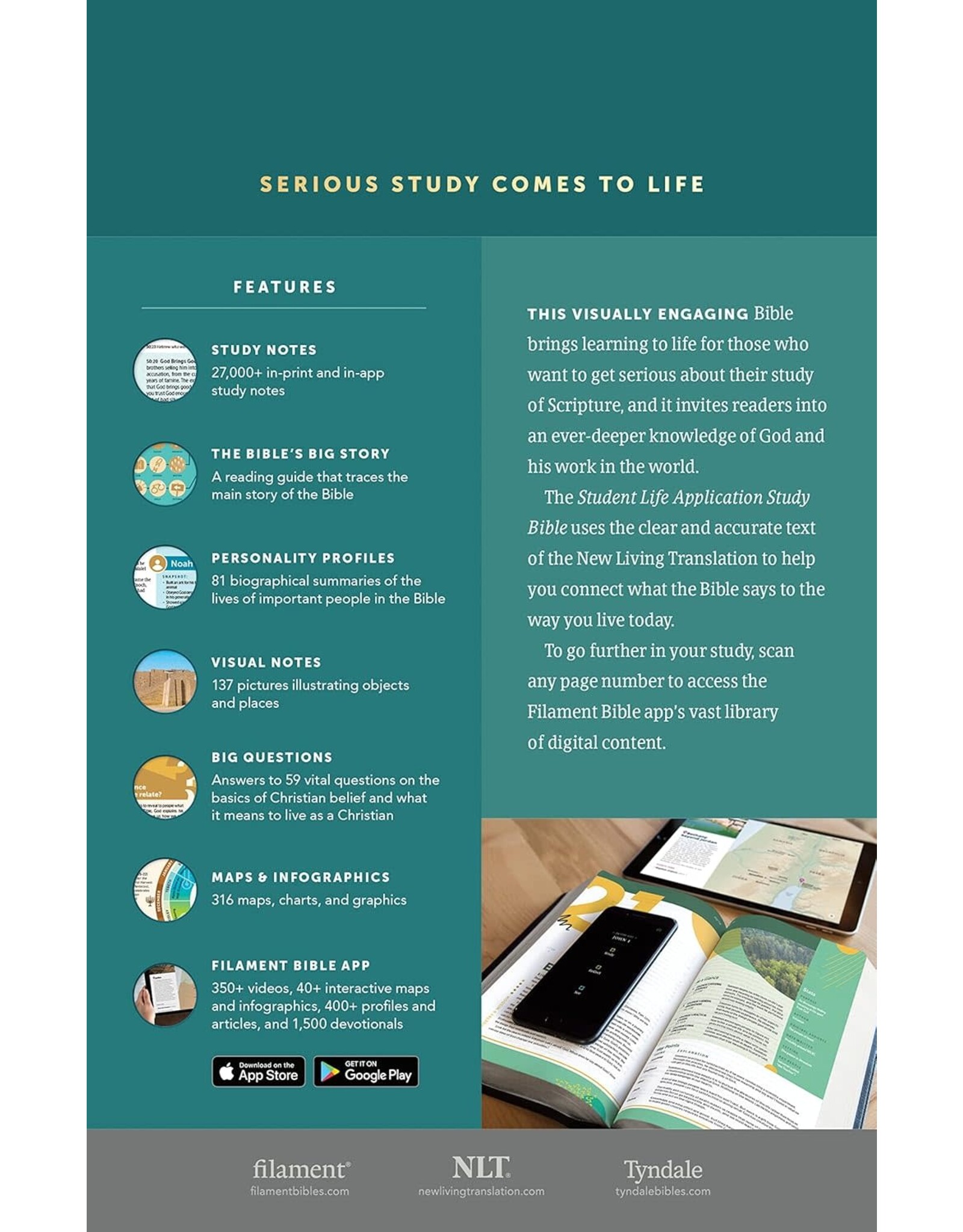 Tyndale NLT Student Life Application Study Bible, Leatherlike, Teal, Indexed, Red Letter