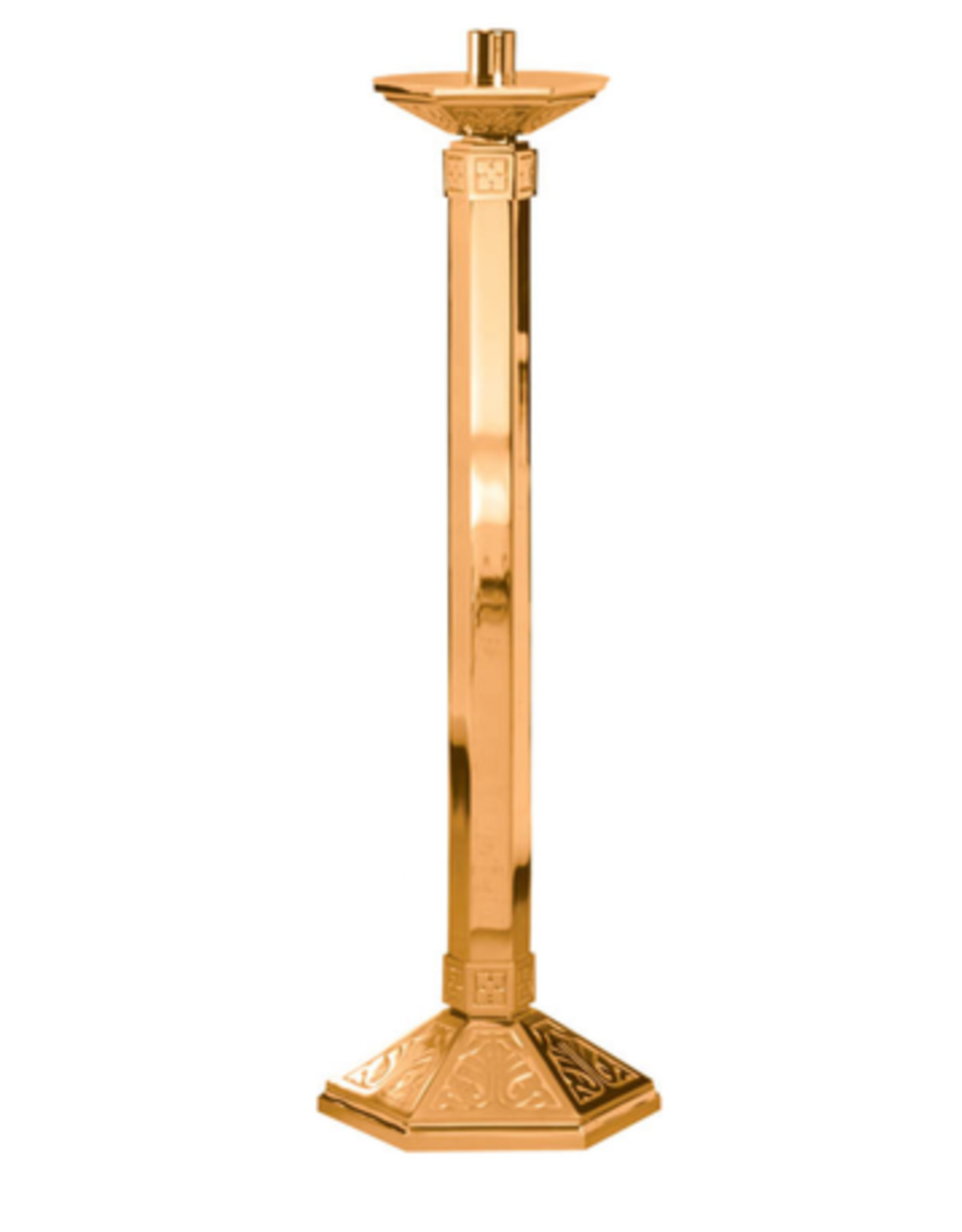 Ziegler Paschal Candlestick, 44" H, Hexagonal Column & Base (Brass, High Polish)